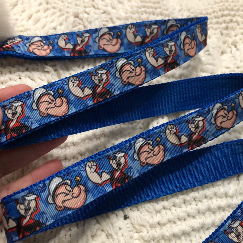 Popeye dog pet leash spinach blue cartoon Furbaby